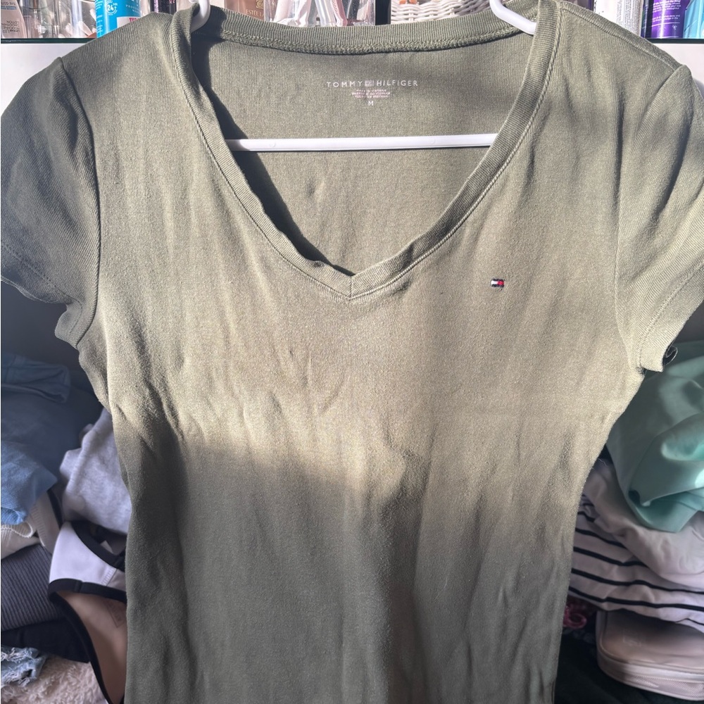Tommy Hilfiger Women's Short Sleeve Olive Tee